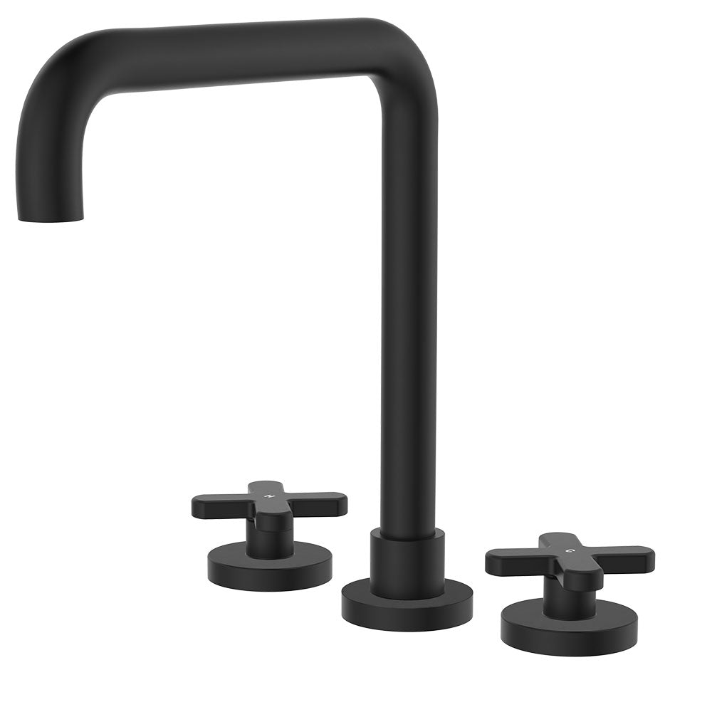 Kaya Squareline Hob Set, Cross Taps - Matte Black
