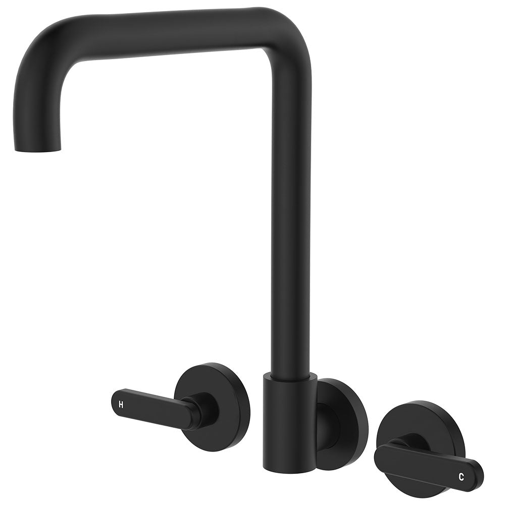 Fienza Kaya Squareline Wall Set, Lever Taps