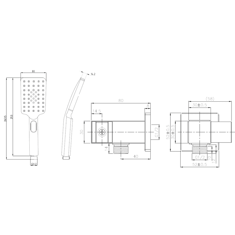 EXON Shower Head on Bracket TP 2021 - Blue Bathware 
