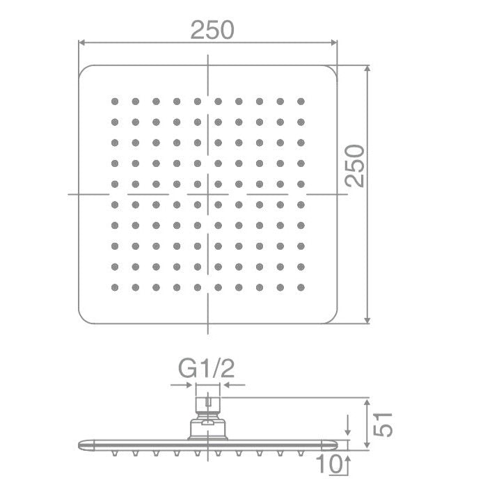 DOCCIA 250 Square Shower Head SH SQ250 - Blue Bathware 