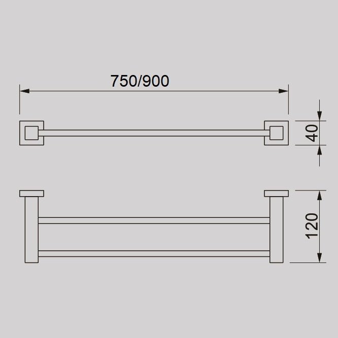 QUBI 750mm Double Towel Rail