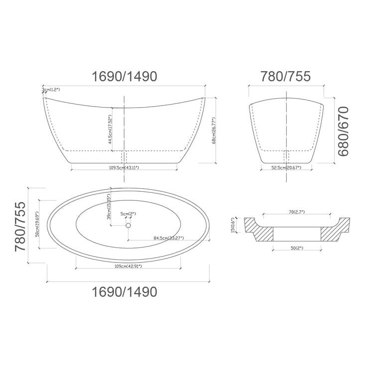 CURO Free Standing Bath Tub