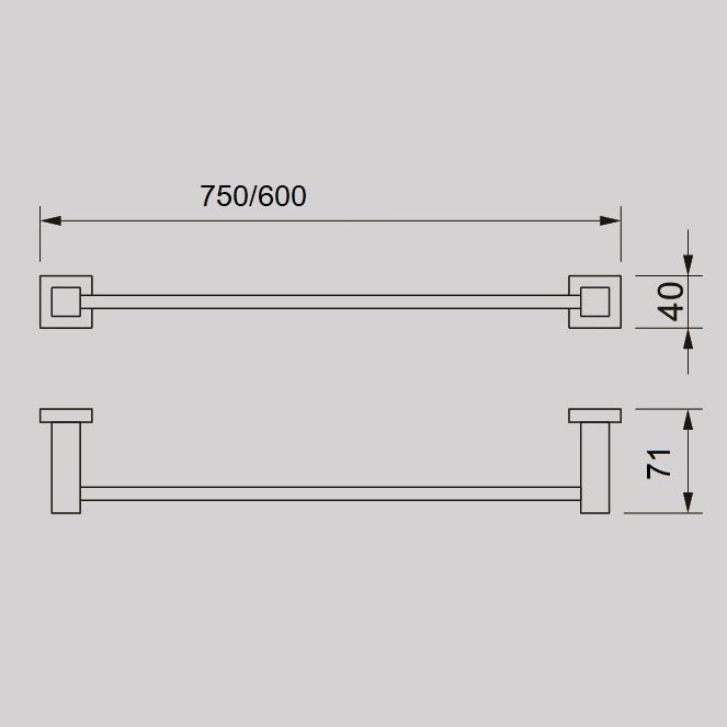 QUBI 750mm Single Towel Rail