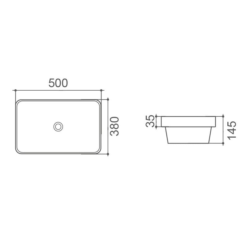 MILAN 500 Half Insert Basin WB 6038S - Blue Bathware 