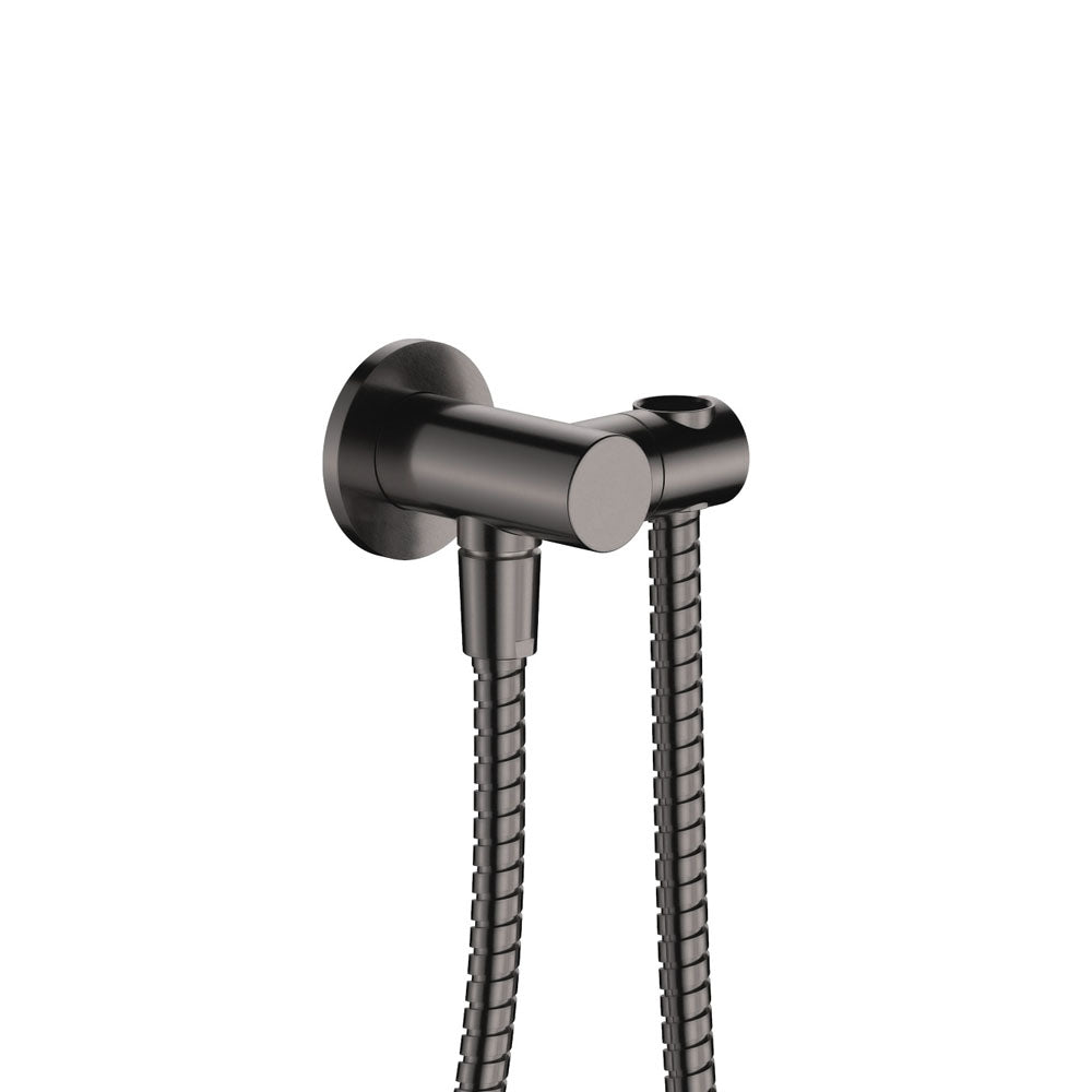 Fienza Universal Hand Shower Bracket & Hose, Round Plate - Gun Metal