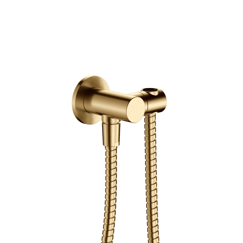 Fienza Universal Hand Shower Bracket & Hose, Round Plate - Urban Brass