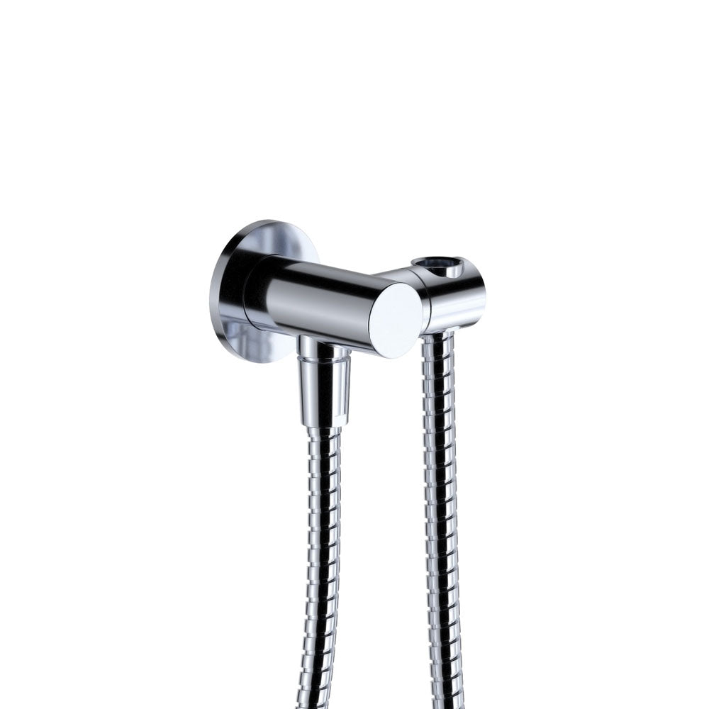 Fienza Universal Hand Shower Bracket & Hose, Round Plate - Chrome