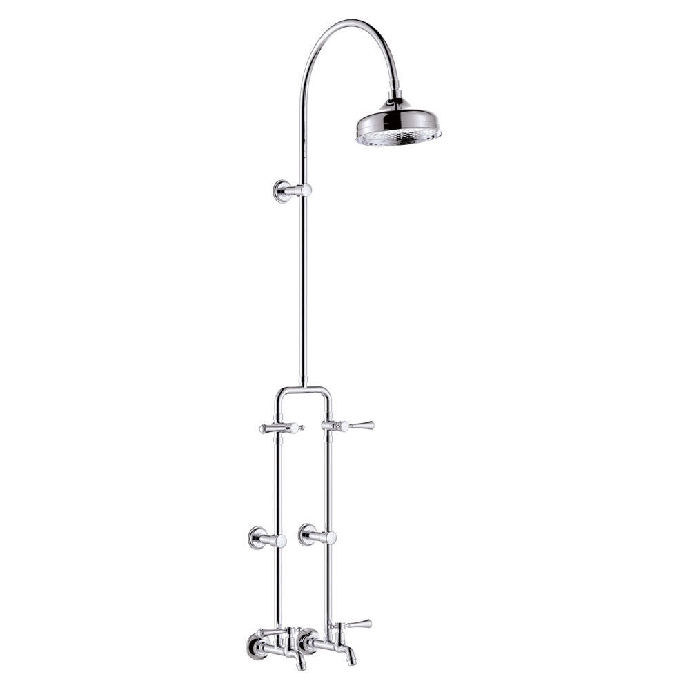 Lillian Lever Exposed Rail Shower &amp; Bath Set - Chrome