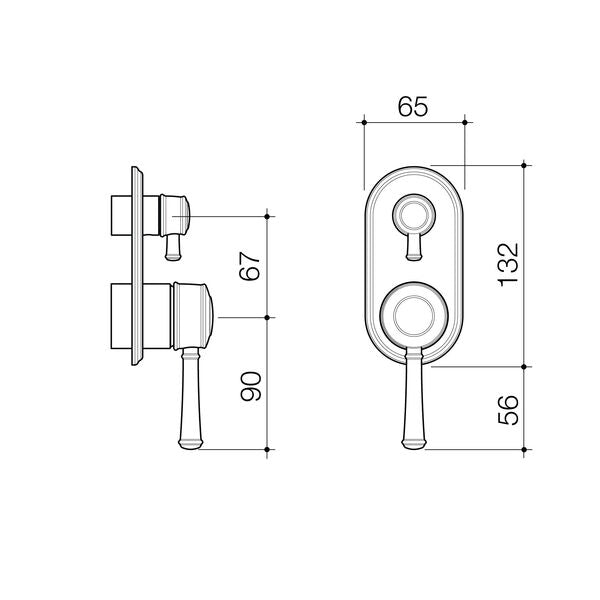 Caroma Riviere Bath/Shower Mixer with Diverter - Trim Kit