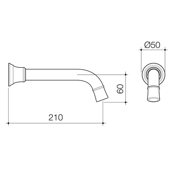 Caroma Riviere Wall Basin/Bath Outlet 210mm