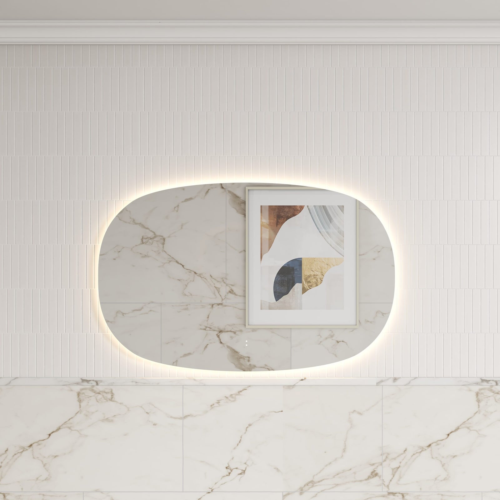 Aulic Valmont Horizontal LED Mirror, styled bathroom