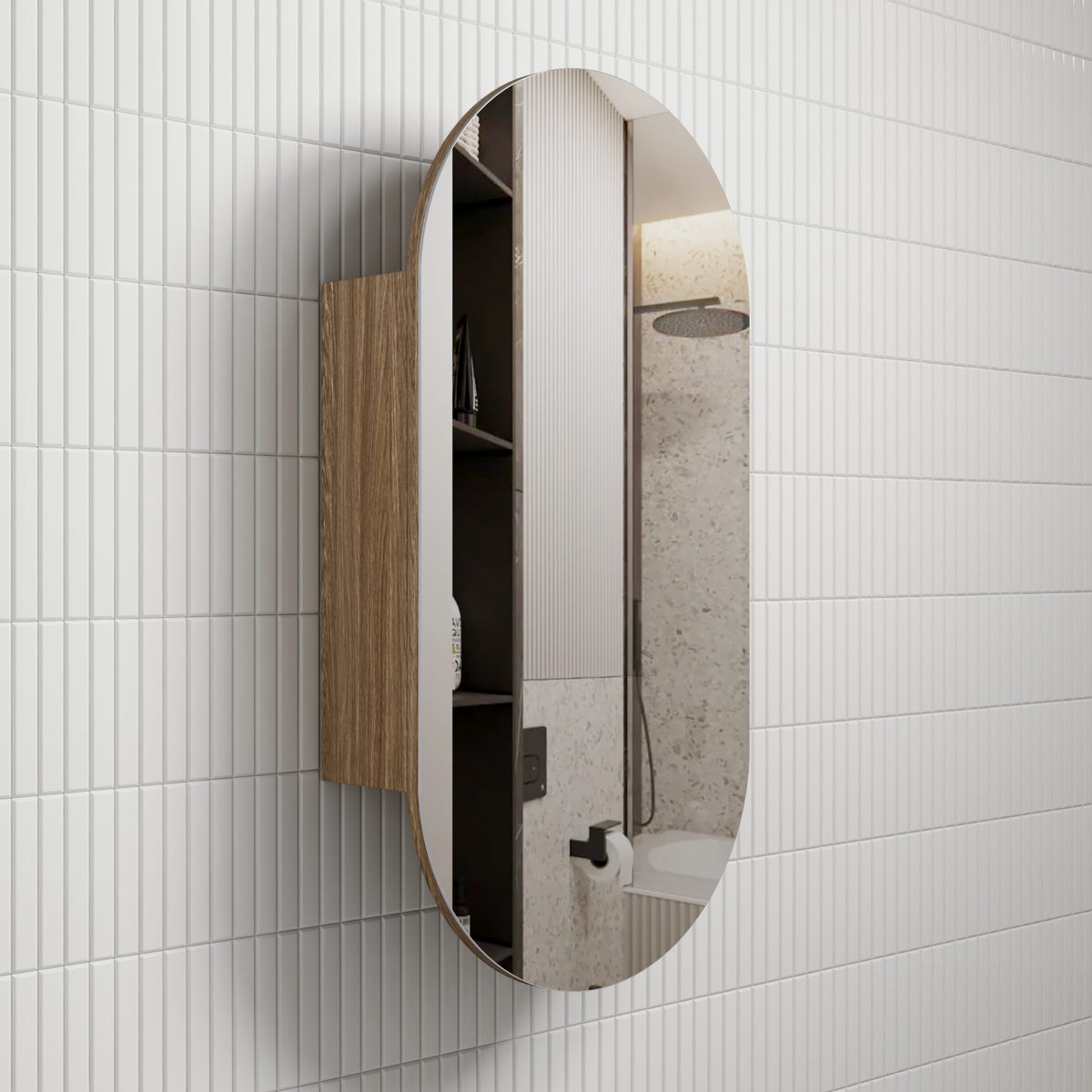Aulic Beau Monde Oblong Shaving Cabinet Harvest Oak