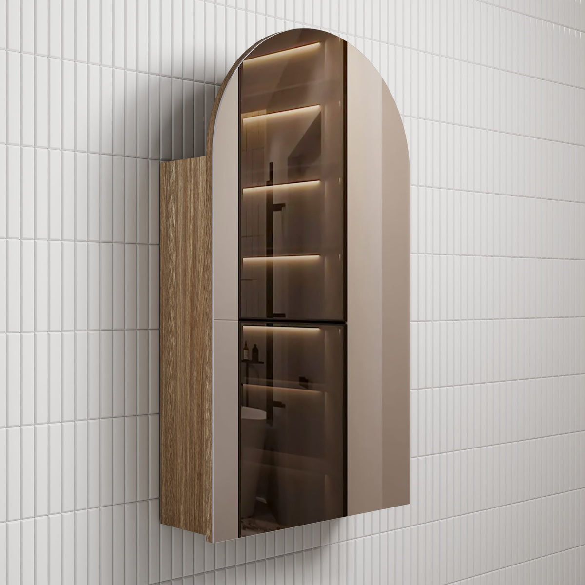 Aulic Canterbury Arch Shaving Cabinet Harvest Oak