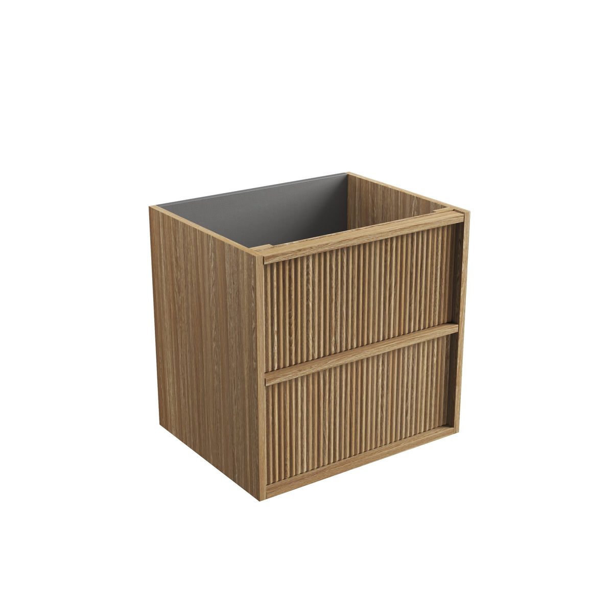 Aulic Venetta Fluted Framed Wall Hung Vanity 600mm in Harvest Oak