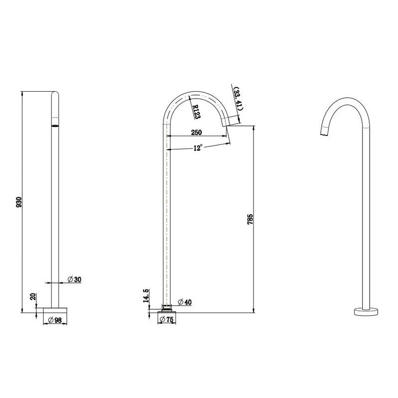 JESS Floor Standing Bath Filler WT 700 - Blue Bathware 