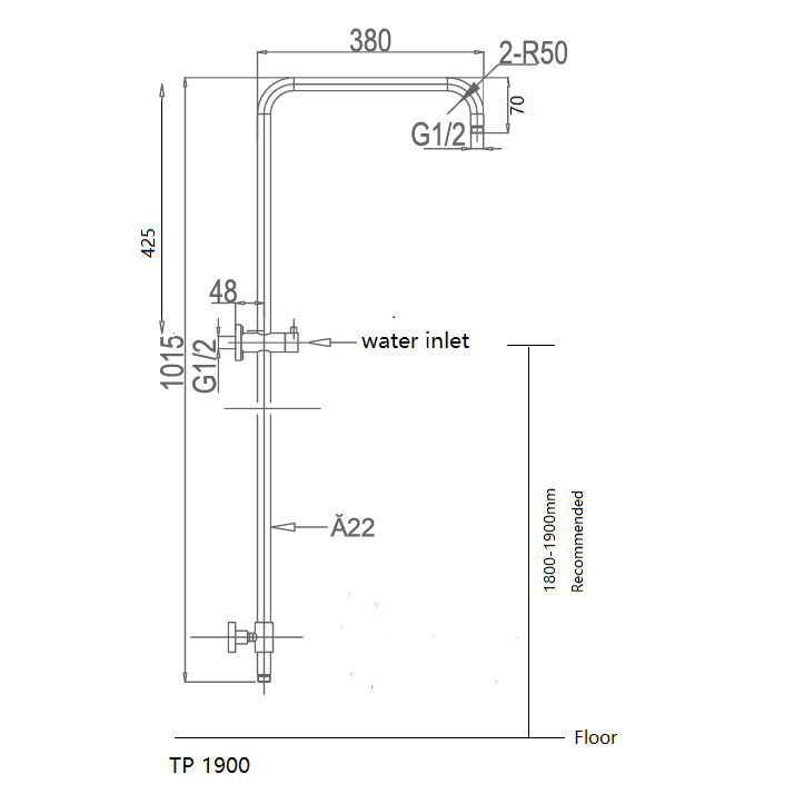 MONDO Multi-Function Shower Rail TP 1900 - Blue Bathware 