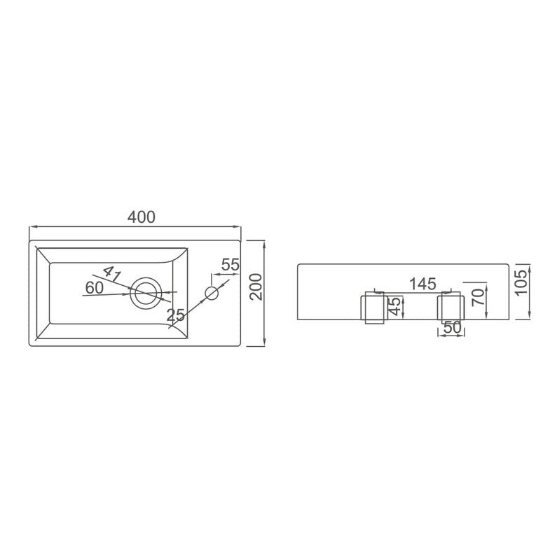 MINI Wall Hung Basin WB 4020W - Blue Bathware 