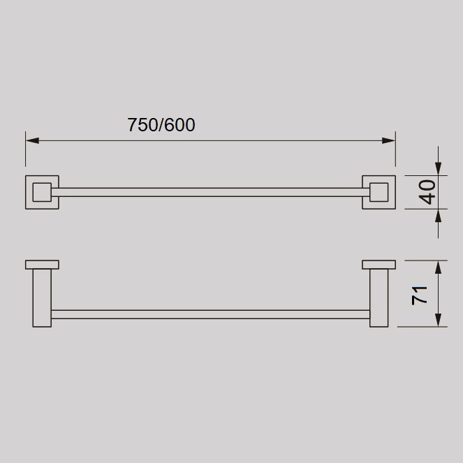 QUBI 750mm Single Towel Rail - Blue Bathware 