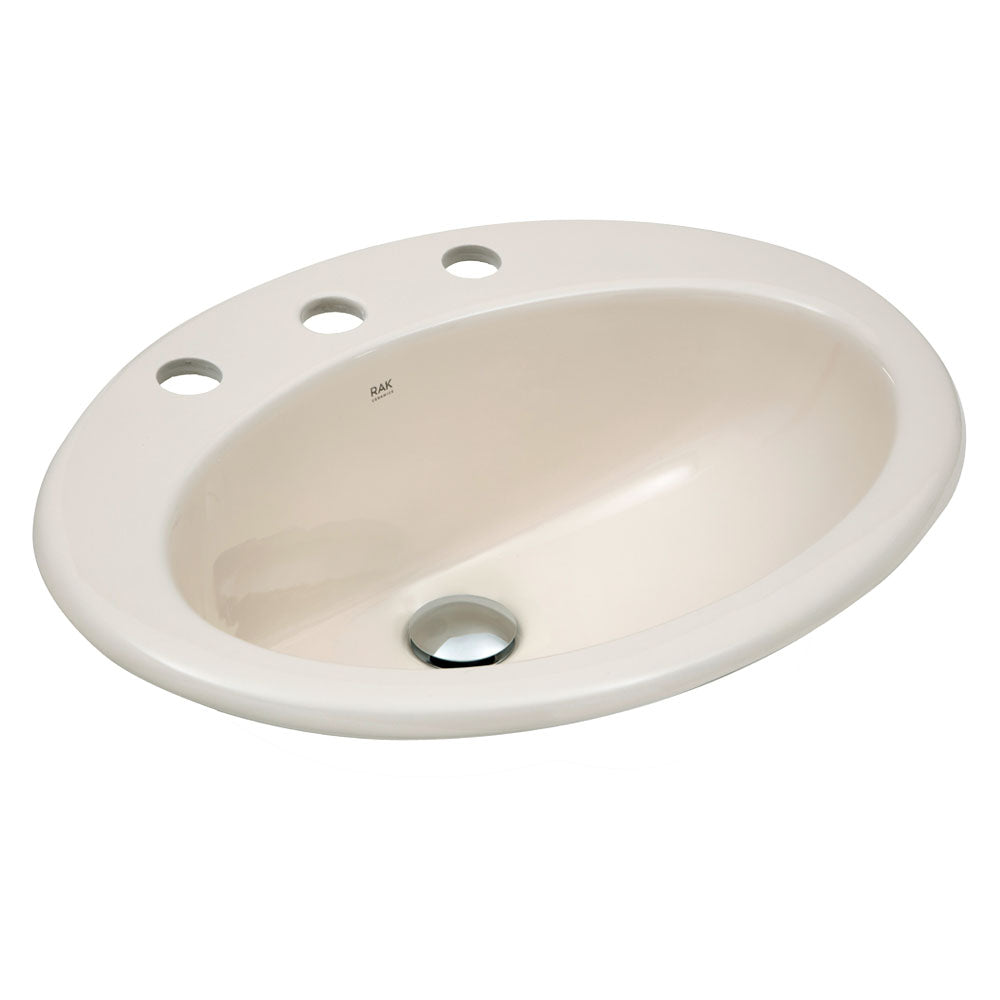 Fienza RAK Jessica Ivory Fully-Inset Basin, 3 Tap Holes
