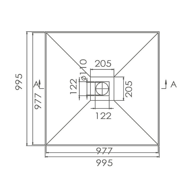 995mm Tile Tray with Grate SB-TT995 - Blue Bathware 