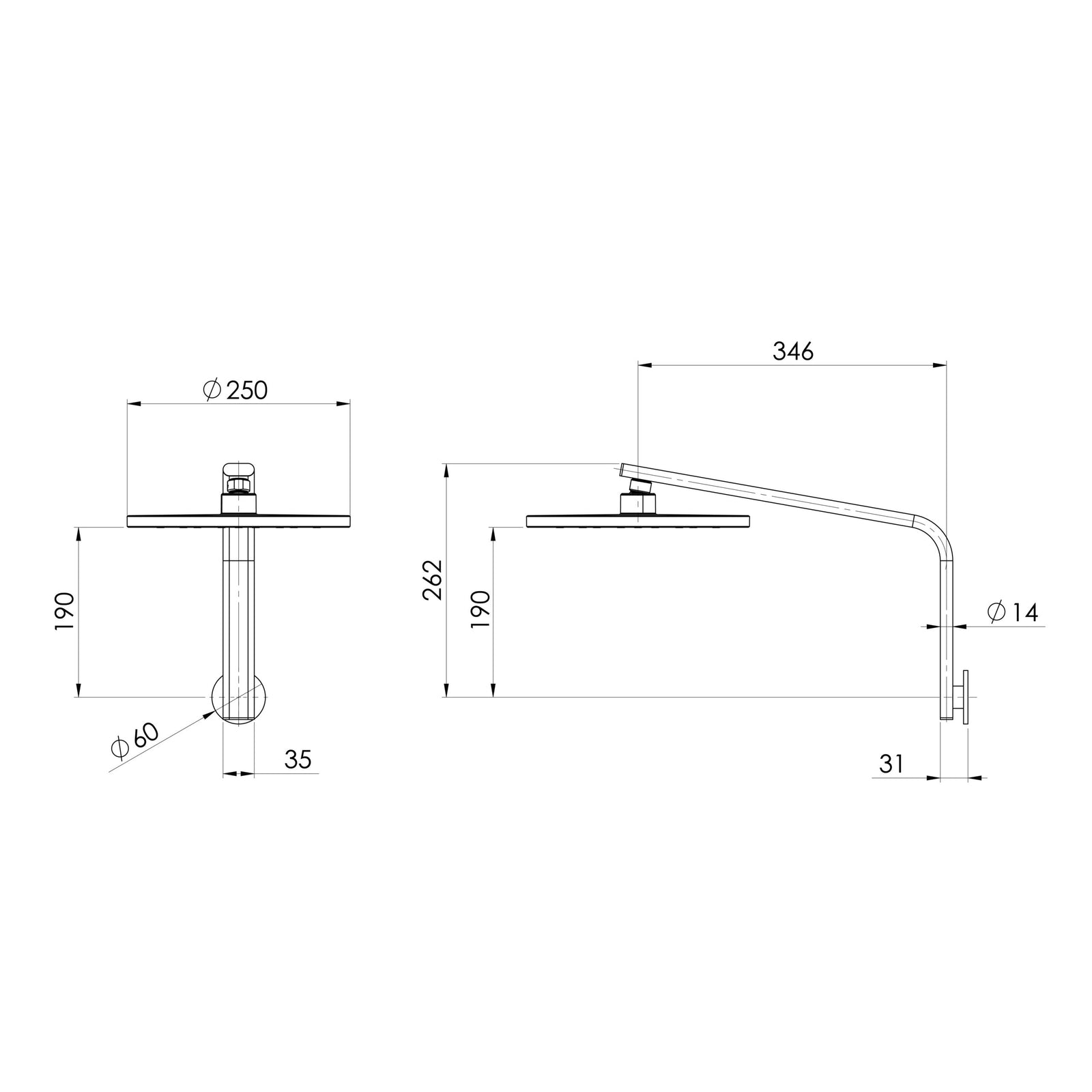 Phoenix Oxley High-Rise Shower Arm and Rose – 4 Star