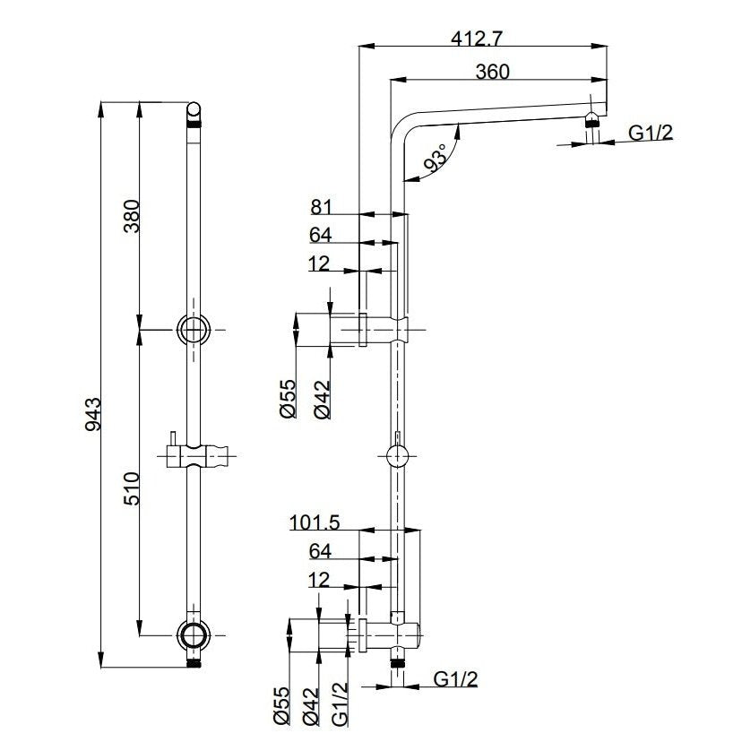 KENZO Multi-Function Shower Rail (TP 1315)