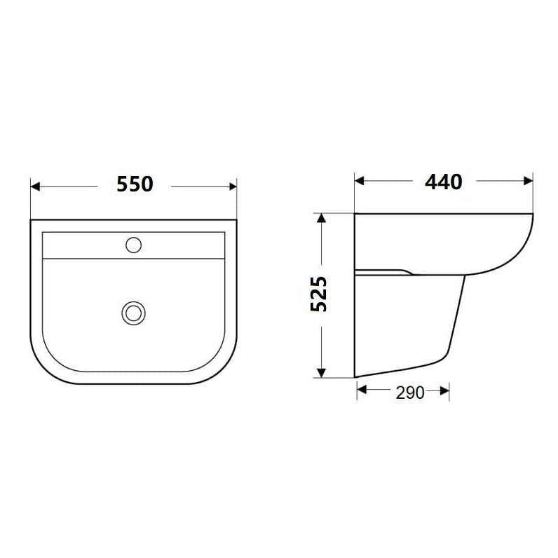 VOLA Wall Hung Basin and Shroud WB 5446W + Shroud - Blue Bathware 