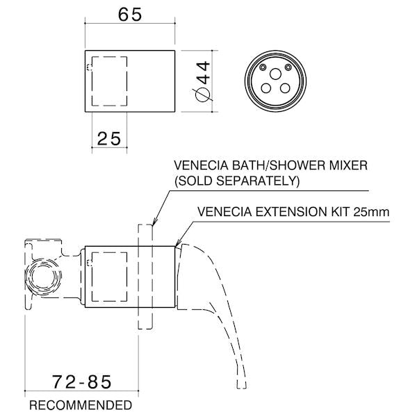 Stylus IN WALL MIXER BODY EXTN KIT 25MM VENECIA/KIP