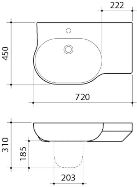 Caroma Opal® 720 RHS Wall Basin 0TH
