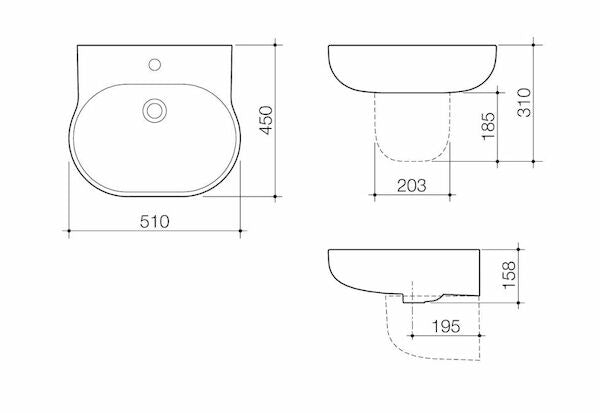 Caroma Opal® 510 Wall Basin 0TH