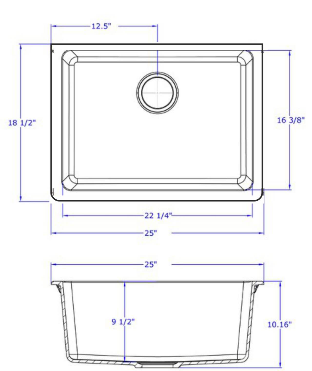 White Granite Quartz Stone Undermount Kitchen Sink Single Bowl | 635 x 470 x 241 mm