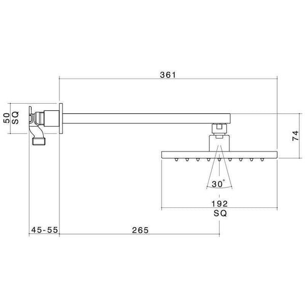 Dorf Epic Fixed Wall Straight Shower