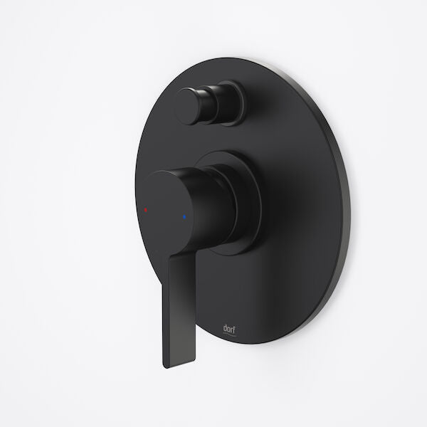 Dorf Enigma Bath/Shower Mixer with Diverter Black Round Trim Kit