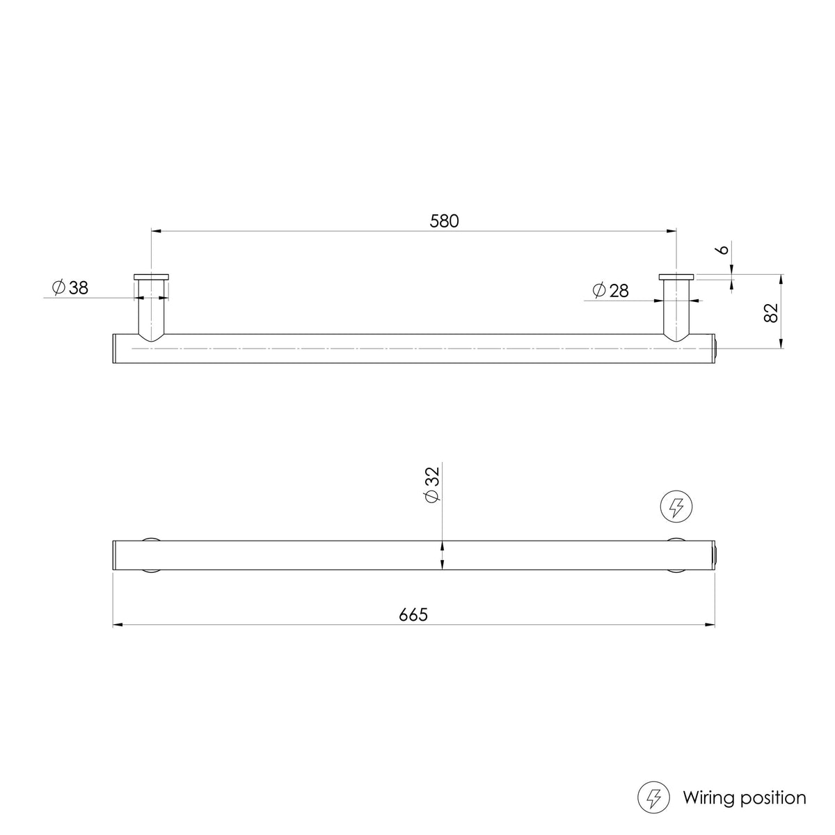 Phoenix Phoenix Heated Towel Rail Round 600mm