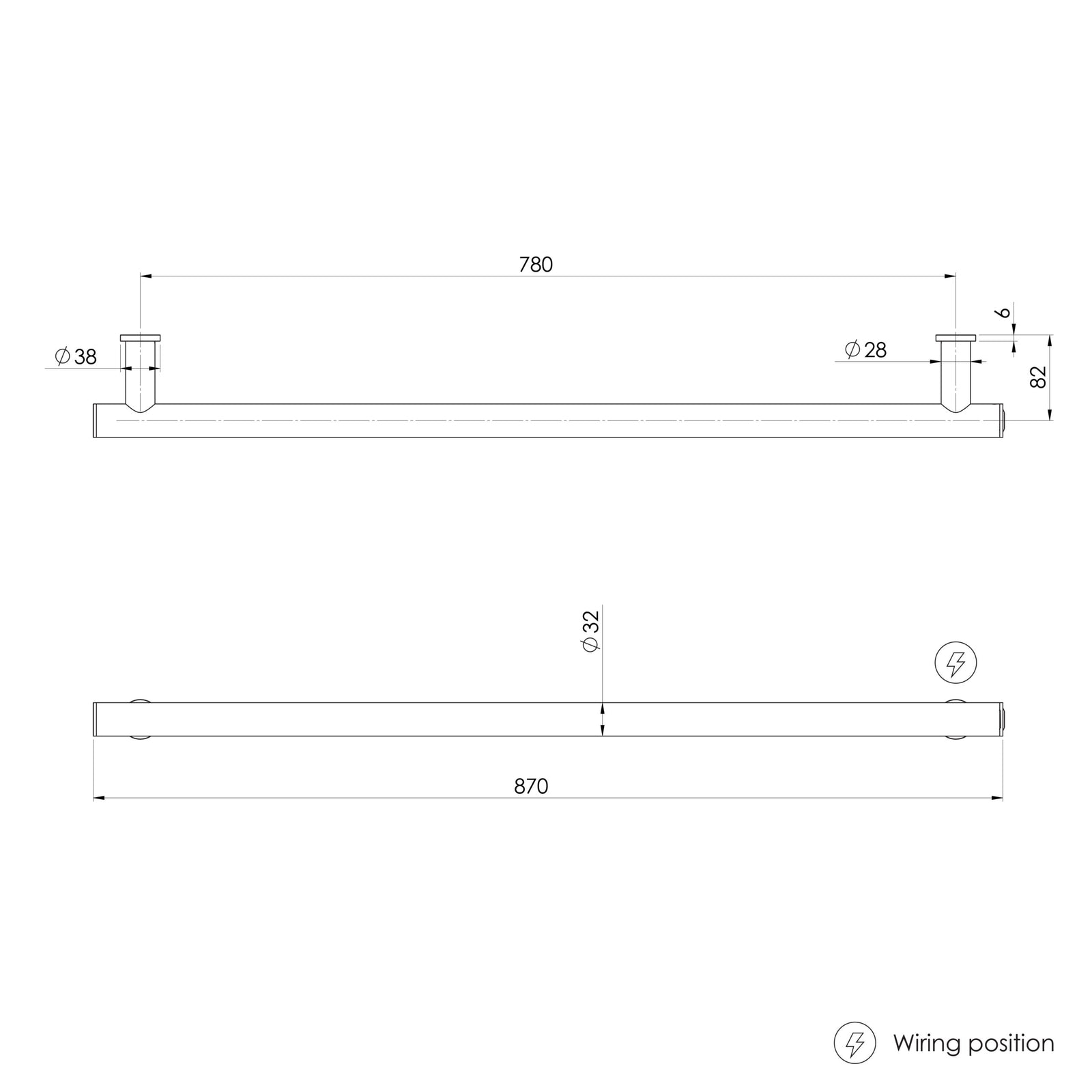 Phoenix Phoenix Heated Towel Rail Round 800mm