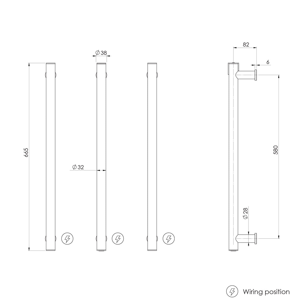 Phoenix Phoenix Heated Triple Towel Rail Round 600mm