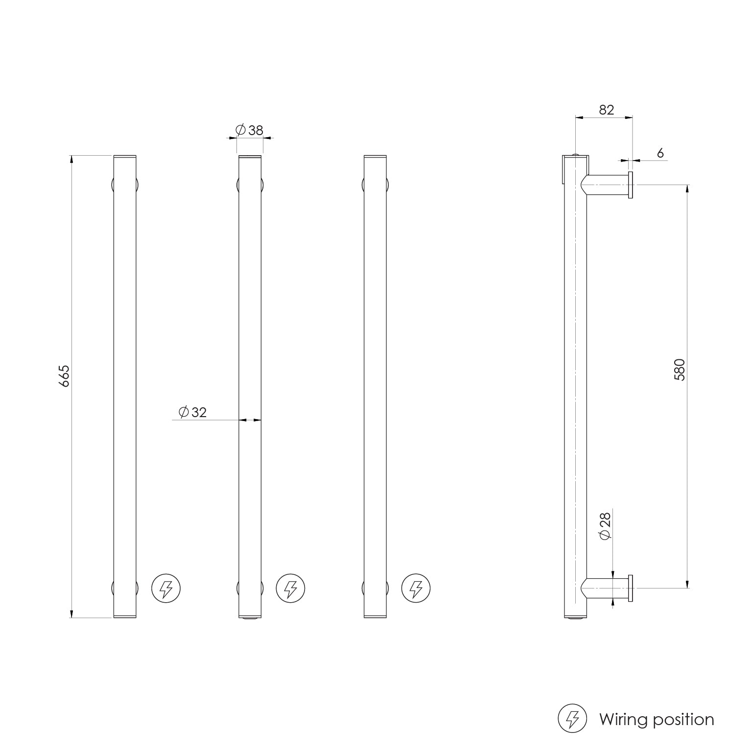 Phoenix Phoenix Heated Triple Towel Rail Round 600mm