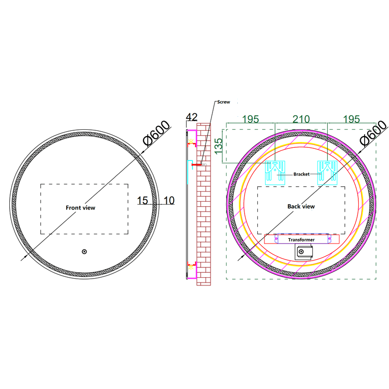 600/800mm ECLIPSE Round LED Mirror