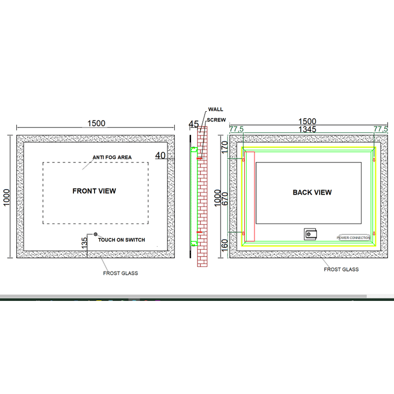 900/1200/1500mm LUNA LED Mirror