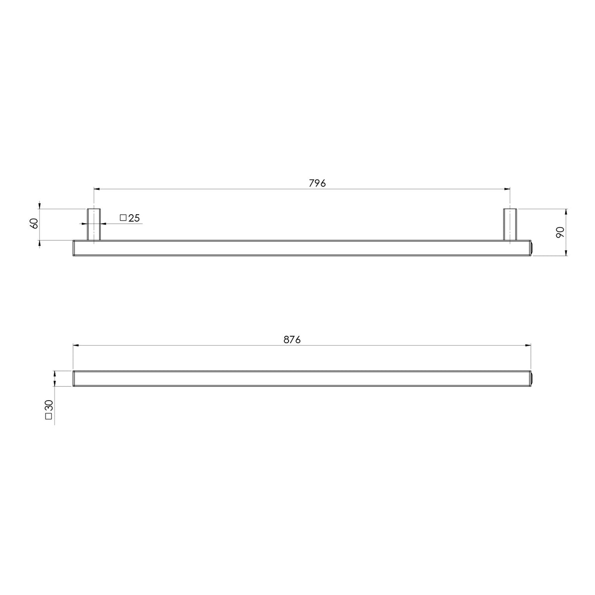 Phoenix Phoenix Heated Towel Rail Square 800mm