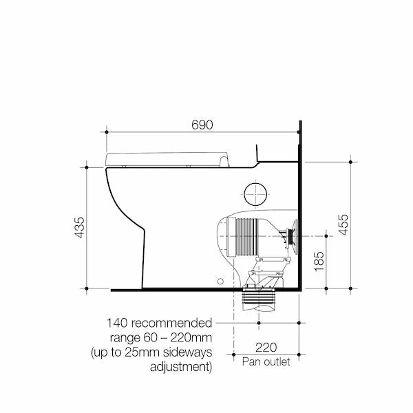 Caroma Opal® II WF CC EH 4S PAN + UNI + ARMREST HOLES