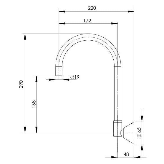Phoenix Ivy Wall Sink Outlet 170mm Gooseneck- Lead Free