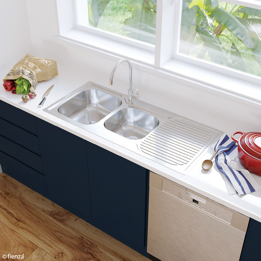 Tiva 1080 1.75 Kitchen Sink with Drainer, Left Bowl
