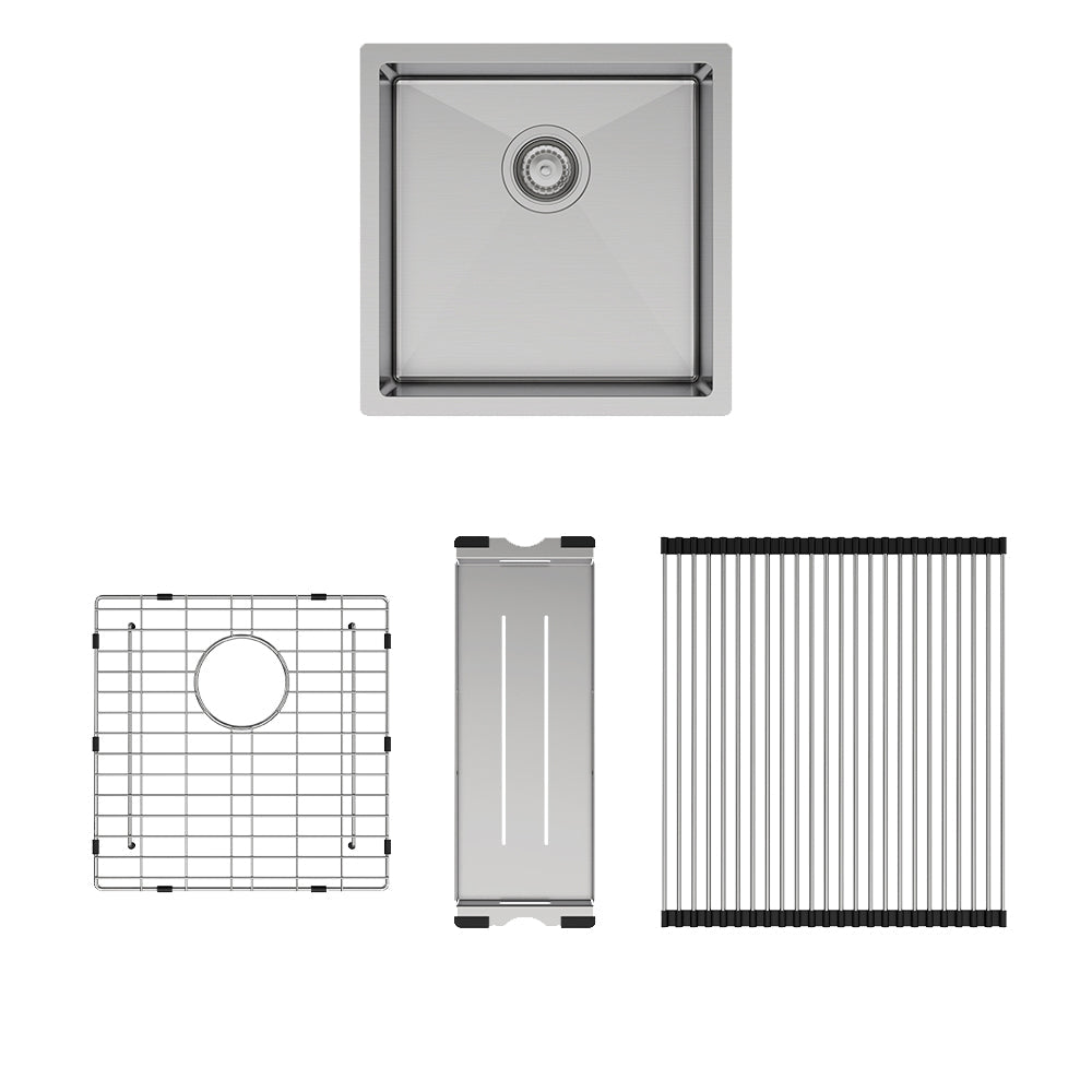 Fienza Hana 32L Single Kitchen Sink Kit - Stainless Steel