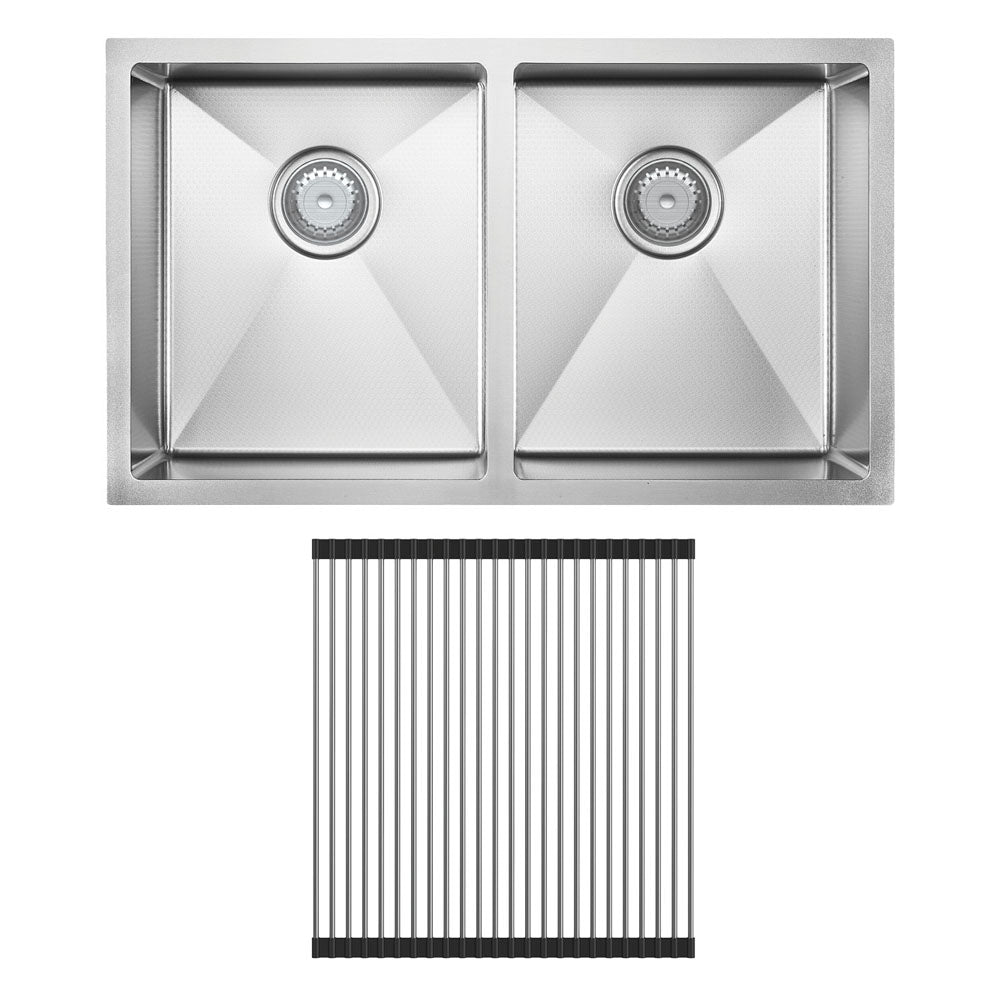 Fienza Hana Anti-Scratch 27L/27L Double Kitchen Sink Kit - Stainless Steel