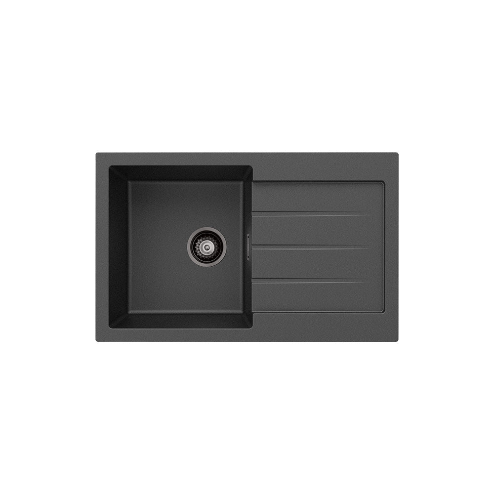 Kuro Granite 32L Single Kitchen Sink with Drainer, Matte Black