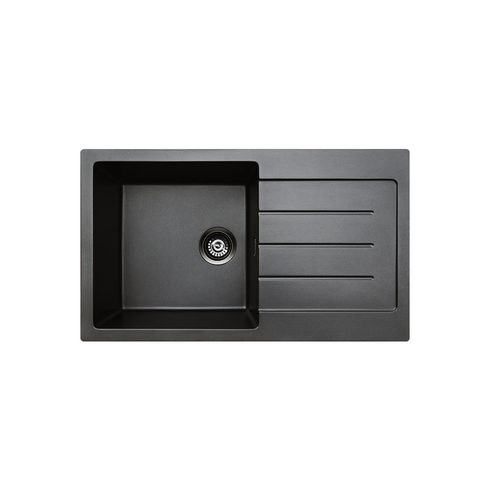 Kuro Granite 39L Single Kitchen Sink with Drainer, Matte Black