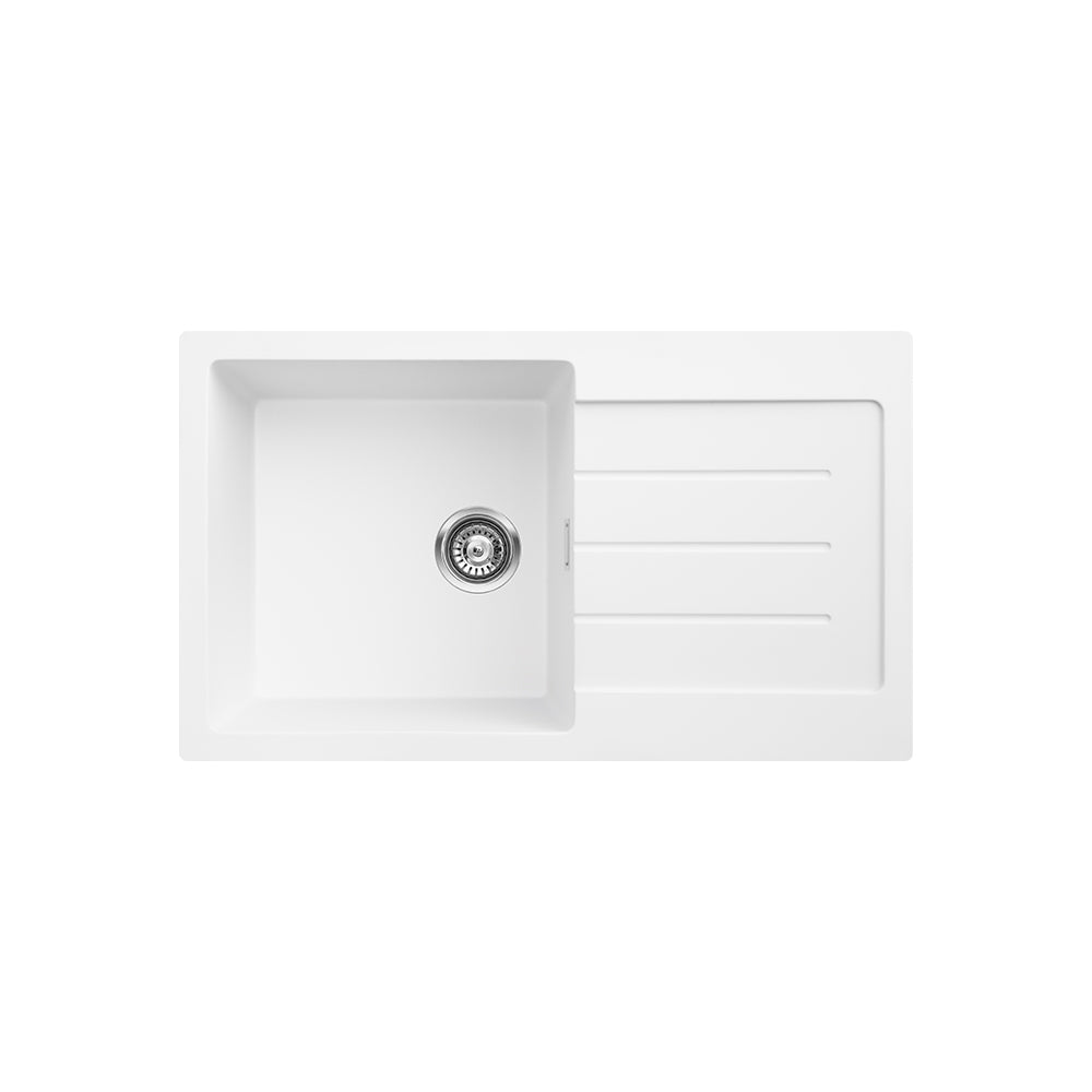 Kuro Granite 39L Single Kitchen Sink with Drainer, Matte White