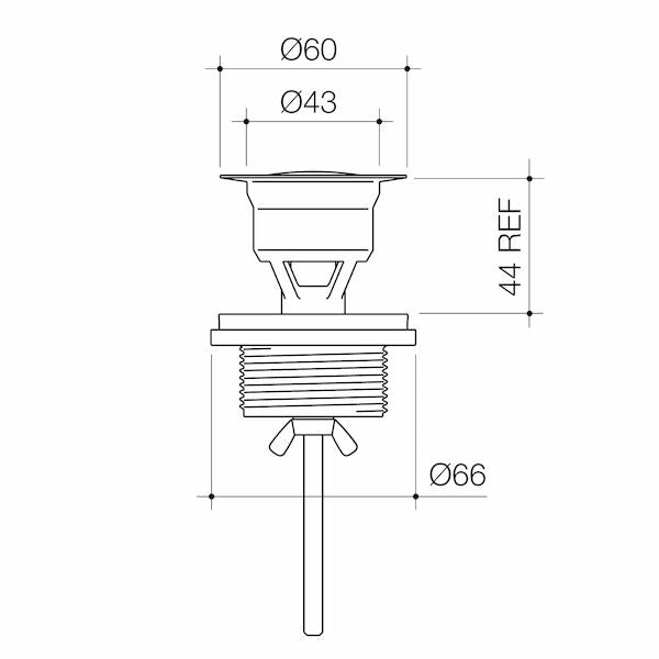 Caroma Basin Pop Up Disc Plug & Waste Long