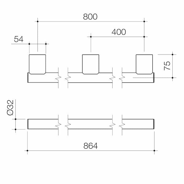 Caroma Opal® Support Rail 800®mm Straight